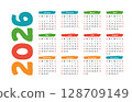 Colorful bright calendar for 2026 year 128709149