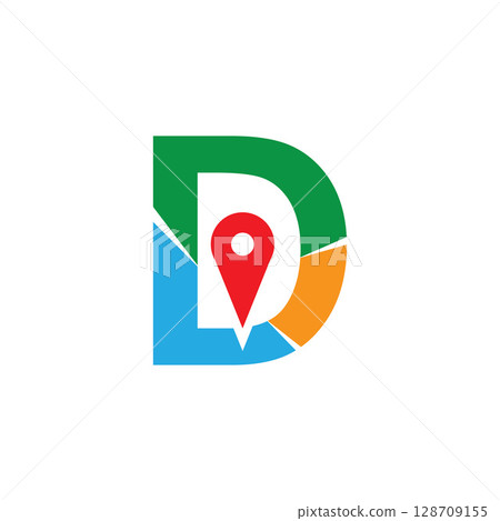 Simple and Modern illustration logo design initial D Combine with Route Maps. Logo Good for company related Transportation. 128709155