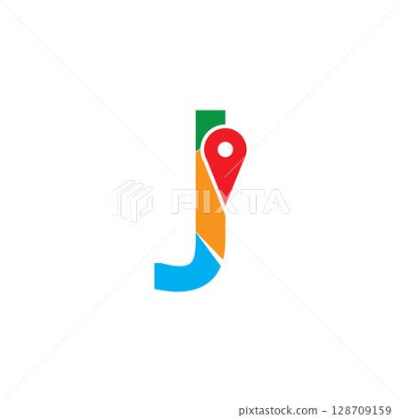 Simple and Modern illustration logo design initial J Combine with Route Maps. Logo Good for company related Transportation. 128709159