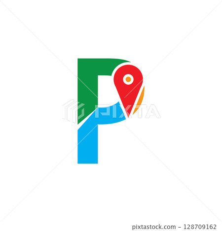Simple and Modern illustration logo design initial P Combine with Route Maps. Logo Good for company related Transportation. Simple and Modern illustration logo design initial P Combine with Route Maps. Logo Good for company related Transportation. 128709162
