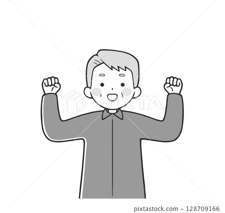 高級男子擺出拳頭（上身）單色 128709166