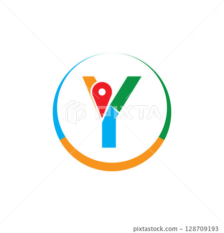 Simple and Modern illustration logo design initial Y Combine with Route Maps. Logo Good for company related Transportation. 128709193