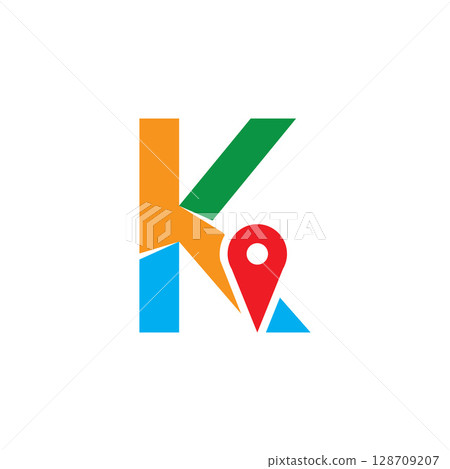 Simple and Modern illustration logo design initial K Combine with Route Maps. Logo Good for company related Transportation. 128709207