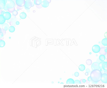 藍色和淺藍色的肥皂泡框架背景（溫柔的氛圍） 128709216