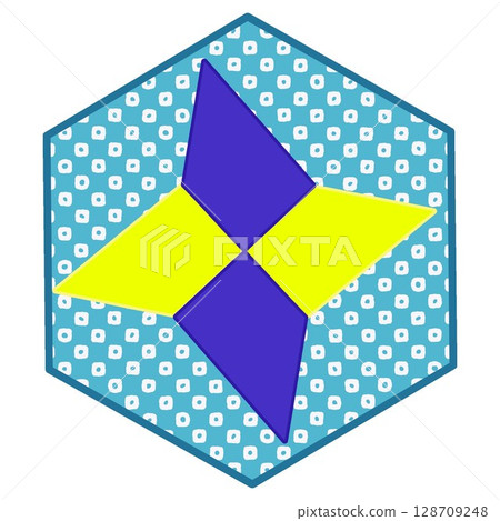 Origami shuriken illustration with hexagon background Origami shuriken illustration with hexagon background 128709248