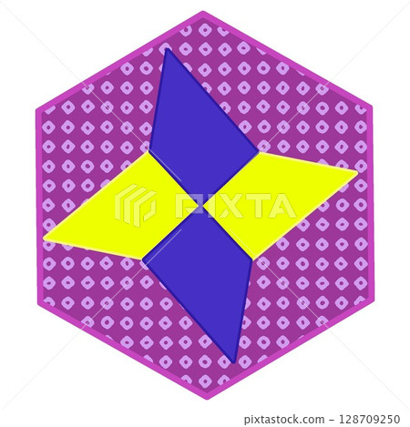 具有六邊形背景的摺紙手裡劍插圖 128709250