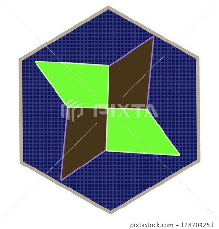 Origami shuriken illustration with hexagon background Origami shuriken illustration with hexagon background 128709251