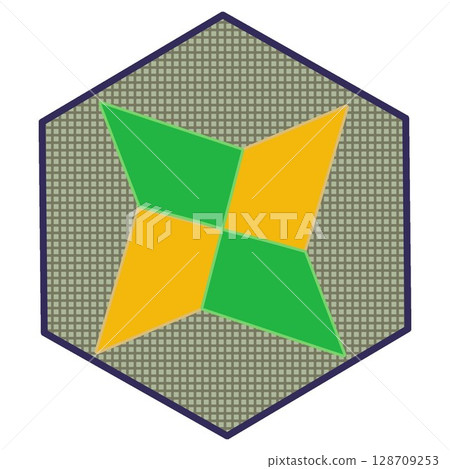 Origami shuriken illustration with hexagon background Origami shuriken illustration with hexagon background 128709253