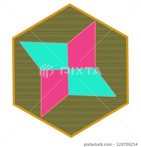 具有六邊形背景的摺紙手裡劍插圖 128709254