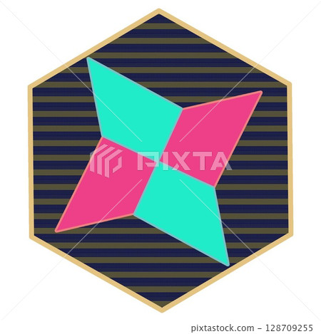 Origami shuriken illustration with hexagon background Origami shuriken illustration with hexagon background 128709255