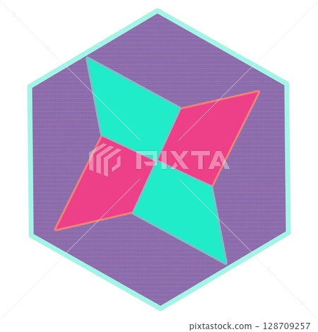 具有六邊形背景的摺紙手裡劍插圖 具有六邊形背景的摺紙手裡劍插圖 128709257