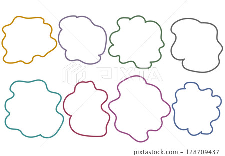 手繪波浪圓框,暗淡的顏色 手繪波浪圓框,暗淡的顏色 128709437