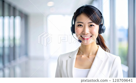 《AI image》Operator wearing a headset 128709641