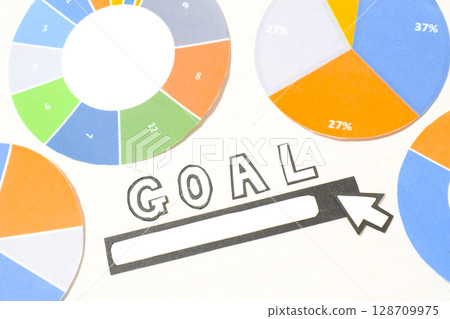 The word "goal" is in the middle of a lot of data. The image shows research aimed at a goal. The word "goal" is in the middle of a lot of data. The image shows research aimed at a goal. 128709975