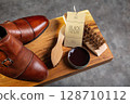 Elegant Leather Shoes with Black Friday Sale Tag and Shoe Care Set 128710112