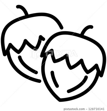 Hazelnut Line Icon with Editable Stroke Hazelnut Line Icon with Editable Stroke 128710141
