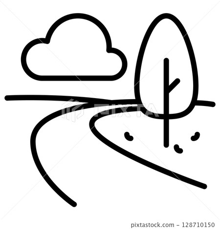 Autumn Landscape Line Icon Vector with Editable Stroke 128710150