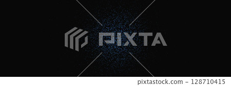 Glitter falling blue particles on dark background. Sequin twinkle powder. Sparkle glow spray. Magic star. Shine silver glow texture. Christmas card. Shimmer luxury party frame. Vector illustration 128710415