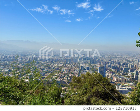 A view of Santiago, the capital of Chile, from San Cristóbal Hill. A view of Santiago, the capital of Chile, from San Cristóbal Hill. 128710915