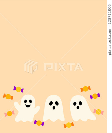 Cute Halloween ghost and candy illustration background material 128711006