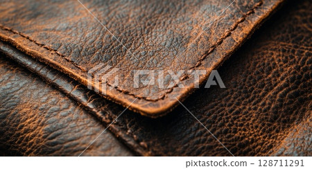 Fine leather creases in dark brown, demonstrating flexible texture, warmth, and classic atmosphere. Fine leather creases in dark brown, demonstrating flexible texture, warmth, and classic atmosphere. 128711291