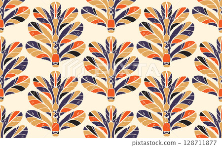 seamless pattern with stylized blue flowers 128711877