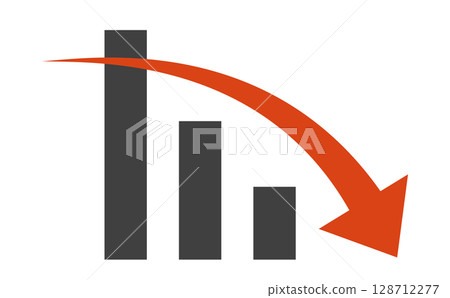 A graph illustration of a downward trend showing deteriorating business performance and declining sales A graph illustration of a downward trend showing deteriorating business performance and declining sales 128712277
