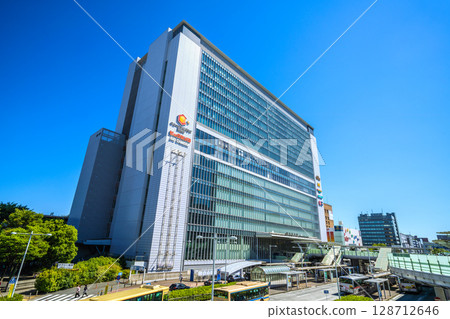 Yokohama cityscape in Japan on July 21st. Travel demand is recovering...view of bustling Shin-Yokohama Station and other areas. Towards a new era... 128712646