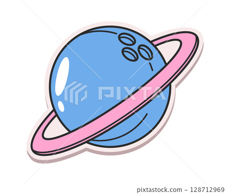 Bowling planet retro sticker design Bowling planet retro sticker design 128712969