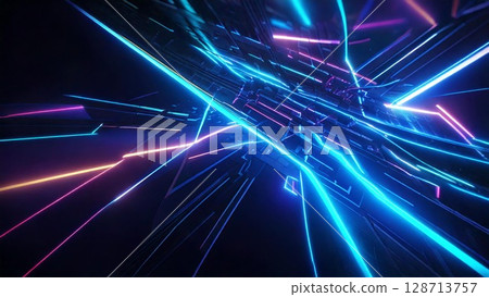 Cyber-themed futuristic image background material 16:9 size AI-generated material 128713757