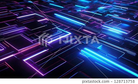 Cyber-themed futuristic image background material 16:9 size AI-generated material 128713758