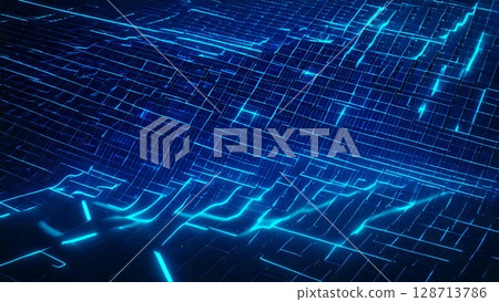 Cyber-themed futuristic image background material 16:9 size AI-generated material 128713786