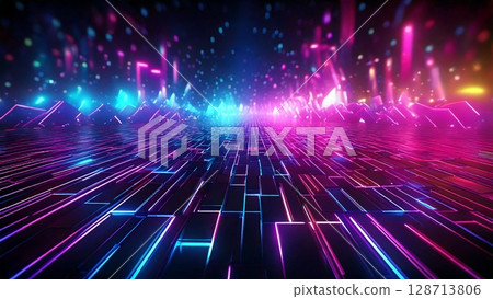 網路主題未來主義圖像背景素材 16：9 尺寸 AI 生成素材 128713806