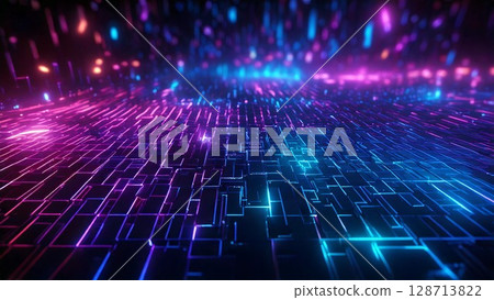 Cyber-themed futuristic image background material 16:9 size AI-generated material 128713822