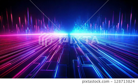 Cyber-themed futuristic image background material 16:9 size AI-generated material 128713824
