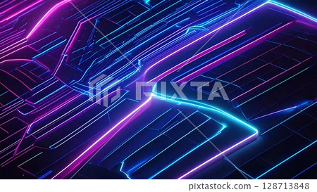 Cyber-themed futuristic image background material 16:9 size AI-generated material 128713848