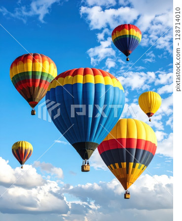 AI 影像：彩色氣球漂浮在藍天中 128714010