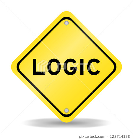 Yellow color transportation sign with word logic on white background 128714328