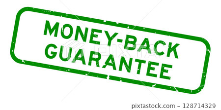Grunge green money back guarantee word square rubber seal stamp on white background 128714329