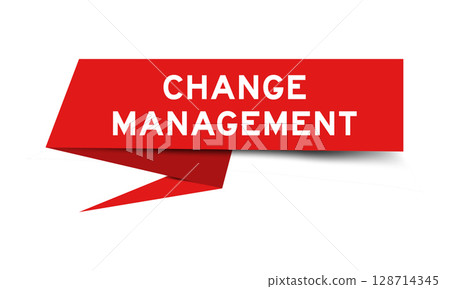 Red color speech banner with word change management on white background 128714345
