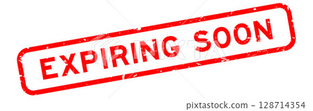 Grunge red expiring soon word rubber square seal stamp on white background Grunge red expiring soon word rubber square seal stamp on white background 128714354