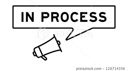 Megaphone icon with speech bubble in word in process on white background 128714356