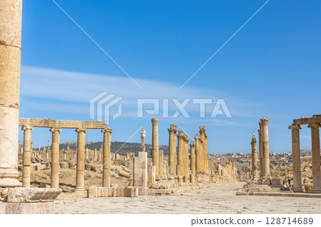 Cardo alley in Jerash. Jordan. 128714689