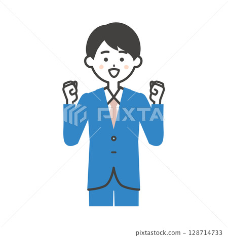 一個穿著西裝的男人擺出勇敢姿勢的插圖 128714733