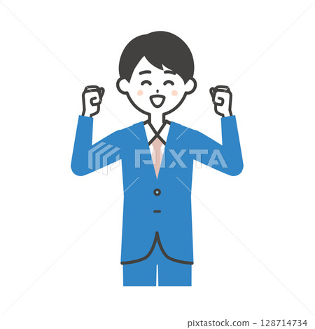 一個穿著西裝的男人擺出勇敢姿勢的插圖 128714734