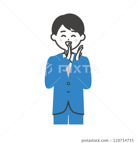 一位西裝革履的男士微笑著鼓掌的插圖 128714735