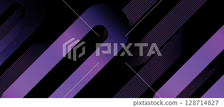 Abstract digital purple round rectangle background. Geometric sphere white stripe line design for banner, brochure, poster, cover, website, and header 128714827