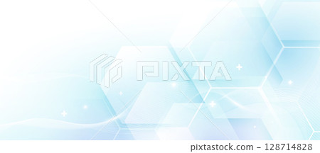 Abstract geometric hexagon shape and healthcare, technology digital hi tech concept background 128714828