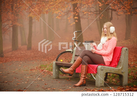 Beautiful woman with digital tablet. 128715312