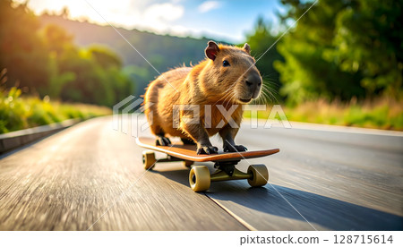 Chill Capybara on a Skateboard Chill Capybara on a Skateboard 128715614